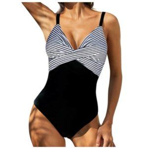 B2prity Women One Piece Swimsuits Tummy Control Front Cross V Neck NWOT